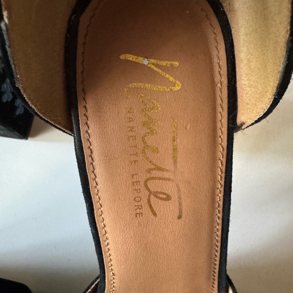 Nanette Lepore Viola Black Velvet Floral Platform Heels - Picture 8 of 15